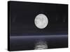 Full Moon on a Dark Night with Stars and Comets over the Ocean-null-Stretched Canvas