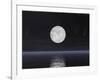 Full Moon on a Dark Night with Stars and Comets over the Ocean-null-Framed Art Print