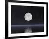 Full Moon on a Dark Night with Stars and Comets over the Ocean-null-Framed Art Print