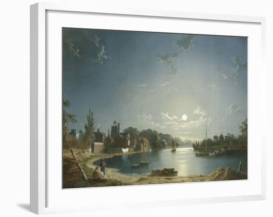 Full Moon on the River at Brentford-Henry Pether-Framed Giclee Print