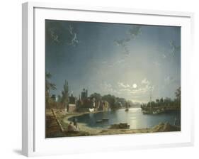 Full Moon on the River at Brentford-Henry Pether-Framed Giclee Print