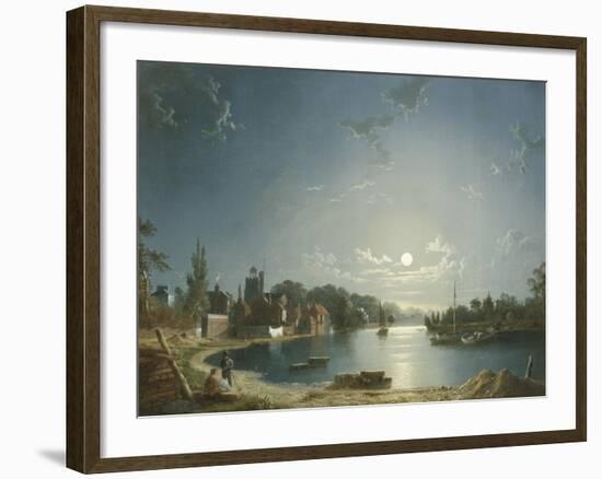 Full Moon on the River at Brentford-Henry Pether-Framed Giclee Print