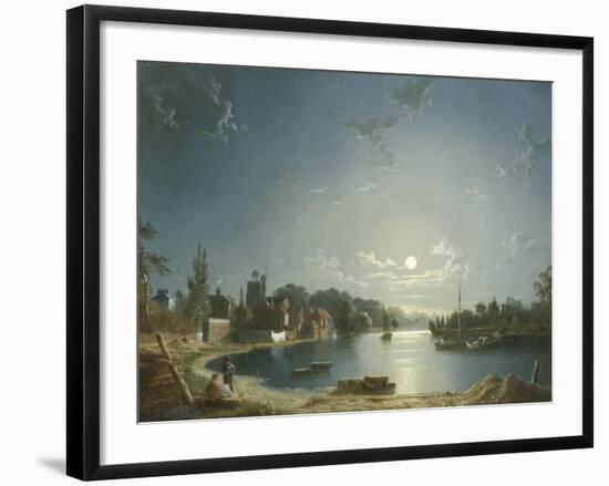 Full Moon on the River at Brentford-Henry Pether-Framed Giclee Print