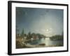 Full Moon on the River at Brentford-Henry Pether-Framed Giclee Print