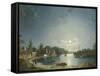 Full Moon on the River at Brentford-Henry Pether-Framed Stretched Canvas