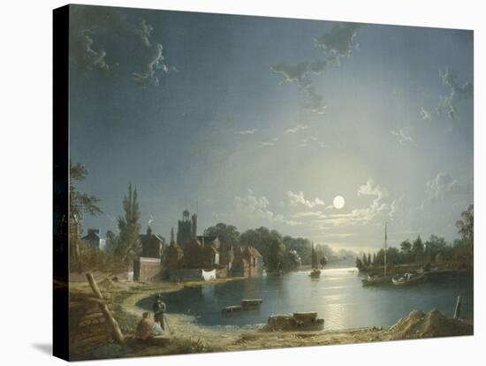 Full Moon on the River at Brentford-Henry Pether-Stretched Canvas