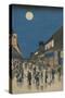 Full Moon over a Crowded Street-null-Stretched Canvas