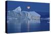 Full Moon over an Iceberg at Dusk, Saqqaq, Disko Bay, Greenland, September 2009-Jensen-Stretched Canvas