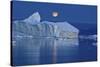 Full Moon over an Iceberg at Dusk, Saqqaq, Disko Bay, Greenland, September 2009-Jensen-Stretched Canvas