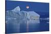 Full Moon over an Iceberg at Dusk, Saqqaq, Disko Bay, Greenland, September 2009-Jensen-Stretched Canvas