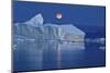 Full Moon over an Iceberg at Dusk, Saqqaq, Disko Bay, Greenland, September 2009-Jensen-Mounted Photographic Print