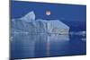 Full Moon over an Iceberg at Dusk, Saqqaq, Disko Bay, Greenland, September 2009-Jensen-Mounted Photographic Print
