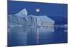 Full Moon over an Iceberg at Dusk, Saqqaq, Disko Bay, Greenland, September 2009-Jensen-Mounted Photographic Print