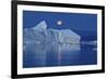 Full Moon over an Iceberg at Dusk, Saqqaq, Disko Bay, Greenland, September 2009-Jensen-Framed Photographic Print