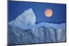 Full Moon over an Iceberg at Dusk, Saqqaq, Disko Bay, Greenland, September 2009-Jensen-Mounted Photographic Print