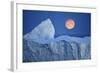 Full Moon over an Iceberg at Dusk, Saqqaq, Disko Bay, Greenland, September 2009-Jensen-Framed Photographic Print