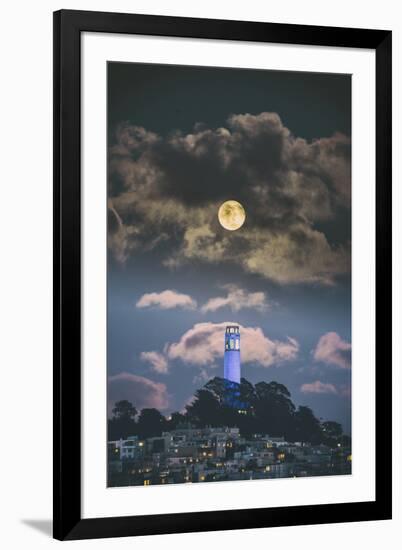 Full Moon Over Coit Tower, San Francisco Iconic Travel-Vincent James-Framed Premium Photographic Print