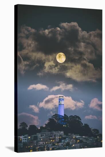 Full Moon Over Coit Tower, San Francisco Iconic Travel-Vincent James-Stretched Canvas