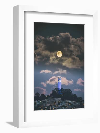 Full Moon Over Coit Tower, San Francisco Iconic Travel-Vincent James-Framed Photographic Print