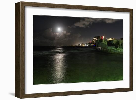 Full Moon Over Condado, Puerto Rico-George Oze-Framed Photographic Print