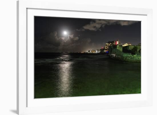 Full Moon Over Condado, Puerto Rico-George Oze-Framed Photographic Print