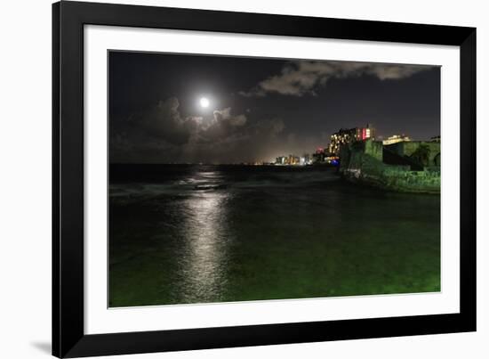 Full Moon Over Condado, Puerto Rico-George Oze-Framed Photographic Print