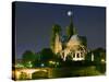 Full Moon over Notre Dame Cathedral at Night, Paris, France-Jim Zuckerman-Stretched Canvas
