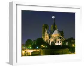 Full Moon over Notre Dame Cathedral at Night, Paris, France-Jim Zuckerman-Framed Photographic Print