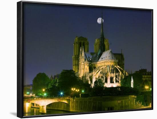 Full Moon over Notre Dame Cathedral at Night, Paris, France-Jim Zuckerman-Framed Photographic Print