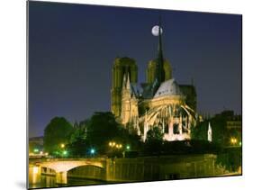 Full Moon over Notre Dame Cathedral at Night, Paris, France-Jim Zuckerman-Mounted Photographic Print