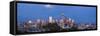 Full Moon over Seattle Washington Skyline Panorama-jpldesigns-Framed Stretched Canvas