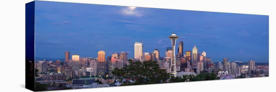 Full Moon over Seattle Washington Skyline Panorama-jpldesigns-Stretched Canvas