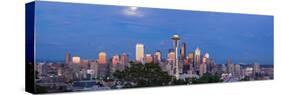 Full Moon over Seattle Washington Skyline Panorama-jpldesigns-Stretched Canvas