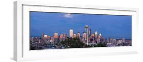 Full Moon over Seattle Washington Skyline Panorama-jpldesigns-Framed Photographic Print