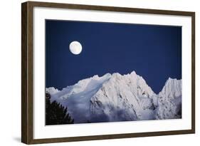 Full Moon over Snowcapped Mountain, North Cascades, Washington State, USA-Peter Skinner-Framed Photographic Print