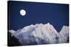 Full Moon over Snowcapped Mountain, North Cascades, Washington State, USA-Peter Skinner-Stretched Canvas
