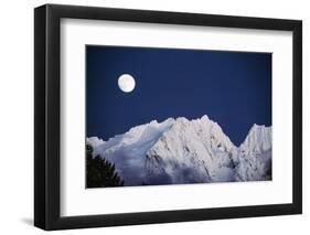 Full Moon over Snowcapped Mountain, North Cascades, Washington State, USA-Peter Skinner-Framed Photographic Print