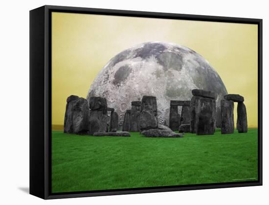 Full Moon over Stonehenge, England-Bill Bachmann-Framed Stretched Canvas