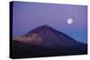 Full Moon over Teide Volcano at Sunrise, Teide Np, Tenerife, Canary Islands, Spain, December 2008-Relanzón-Stretched Canvas