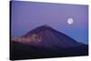 Full Moon over Teide Volcano at Sunrise, Teide Np, Tenerife, Canary Islands, Spain, December 2008-Relanzón-Stretched Canvas