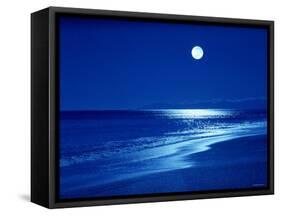 Full Moon Over the Sea-null-Framed Stretched Canvas