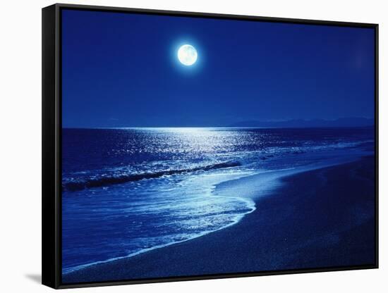 Full Moon Over the Sea-null-Framed Stretched Canvas