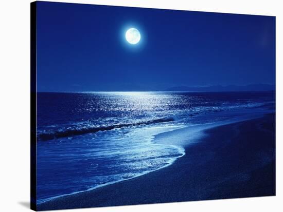 Full Moon Over the Sea-null-Stretched Canvas