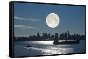 Full Moon Over Vancouver-David Nunuk-Framed Stretched Canvas