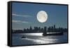 Full Moon Over Vancouver-David Nunuk-Framed Stretched Canvas