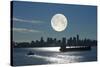 Full Moon Over Vancouver-David Nunuk-Stretched Canvas