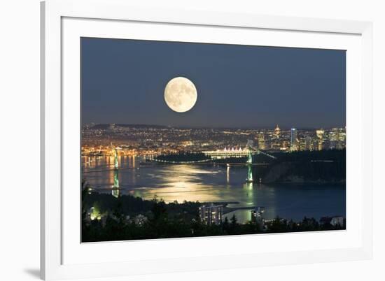 Full Moon Over Vancouver-David Nunuk-Framed Photographic Print