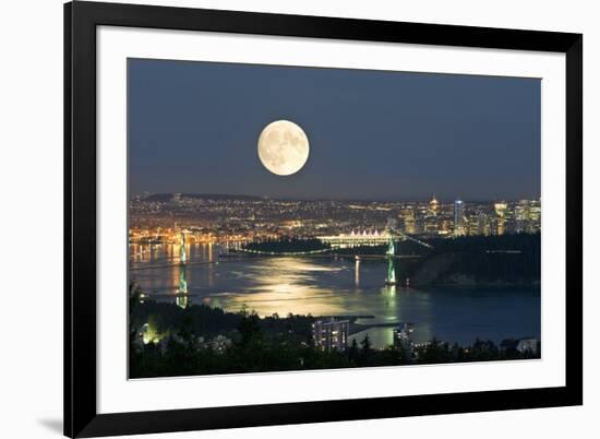 Full Moon Over Vancouver-David Nunuk-Framed Photographic Print