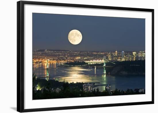 Full Moon Over Vancouver-David Nunuk-Framed Photographic Print