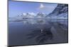 Full Moon Reflected in the Icy Sea around the Surreal Skagsanden Beach, Flakstad, Nordland County-Roberto Moiola-Mounted Photographic Print